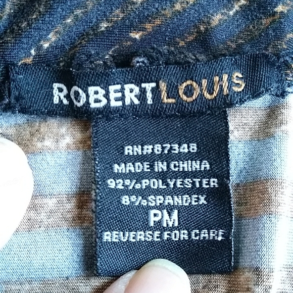 Robert Louis Striped Ruched A-Line Skirt PM Black Brown - Picture 2 of 9